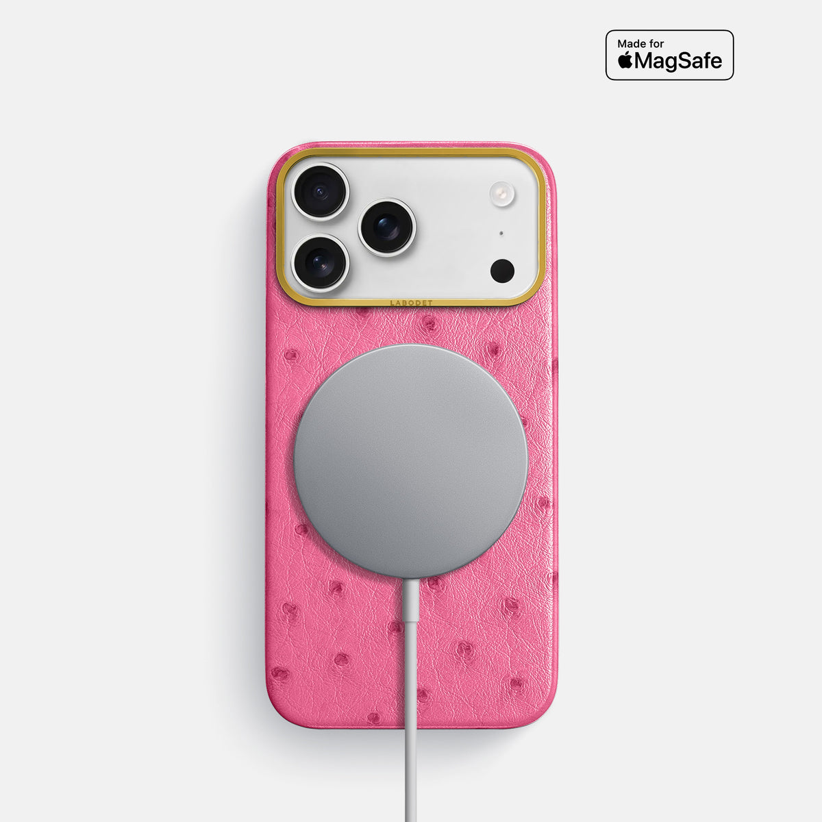 Classic Case For iPhone 18 Pro In Ostrich -5 | Pink-Gold