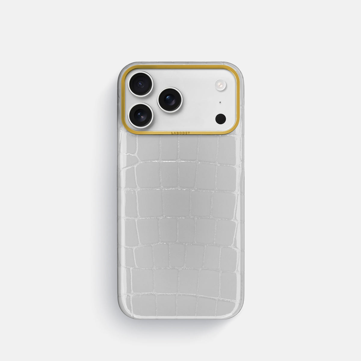 Classic Case For iPhone 18 Pro In Shiny Alligator -1 | White-Gold