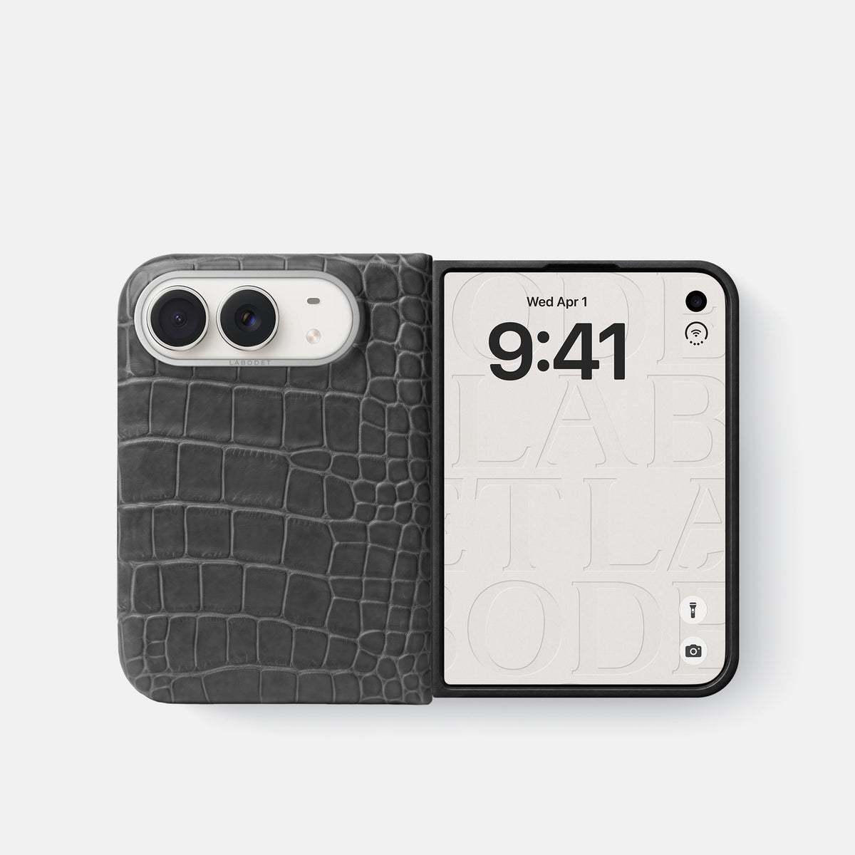 Classic Case For iPhone Duo In Alligator -2 | Grey-Steel
