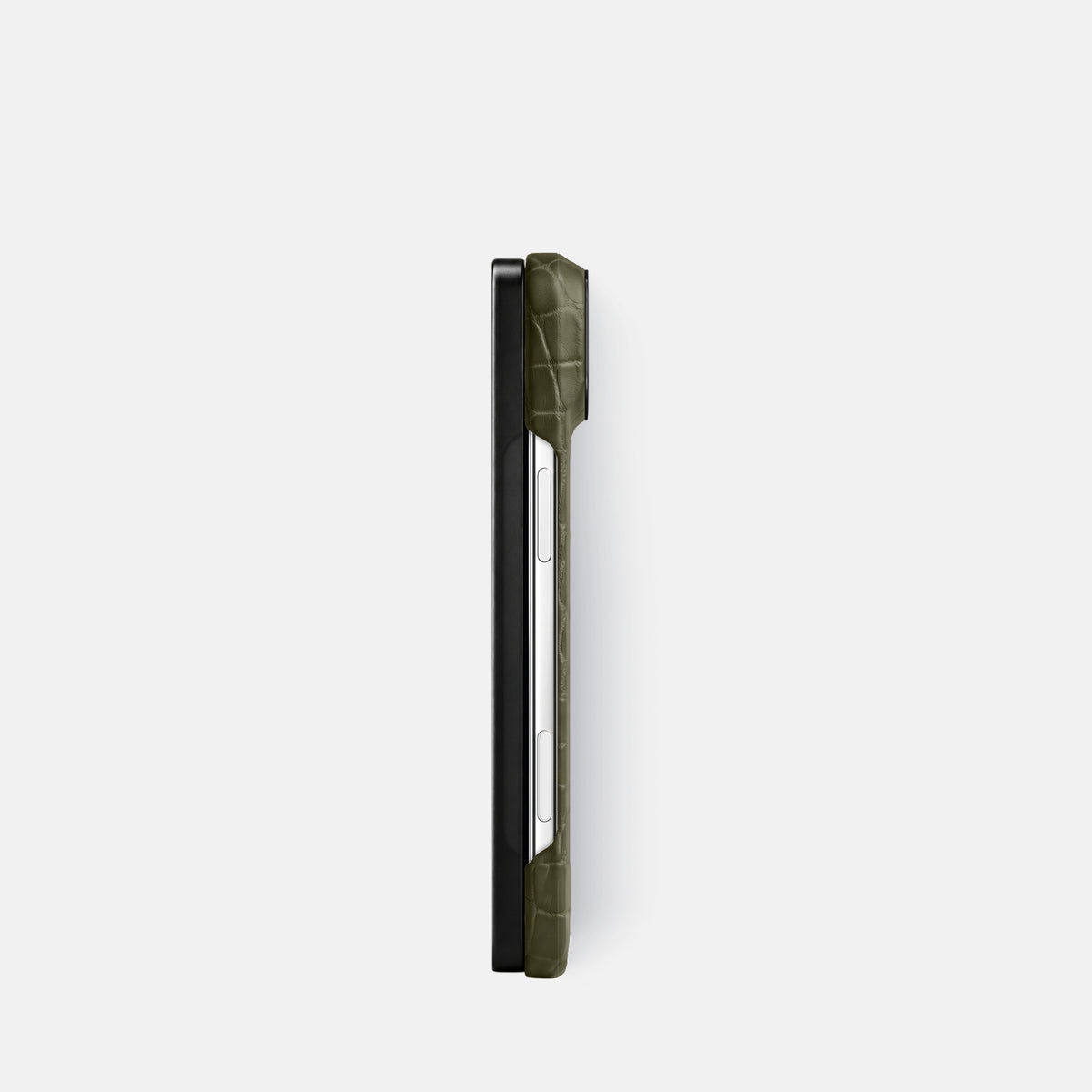 Classic Case For iPhone Duo In Alligator -3 | Kaki-Green-Black
