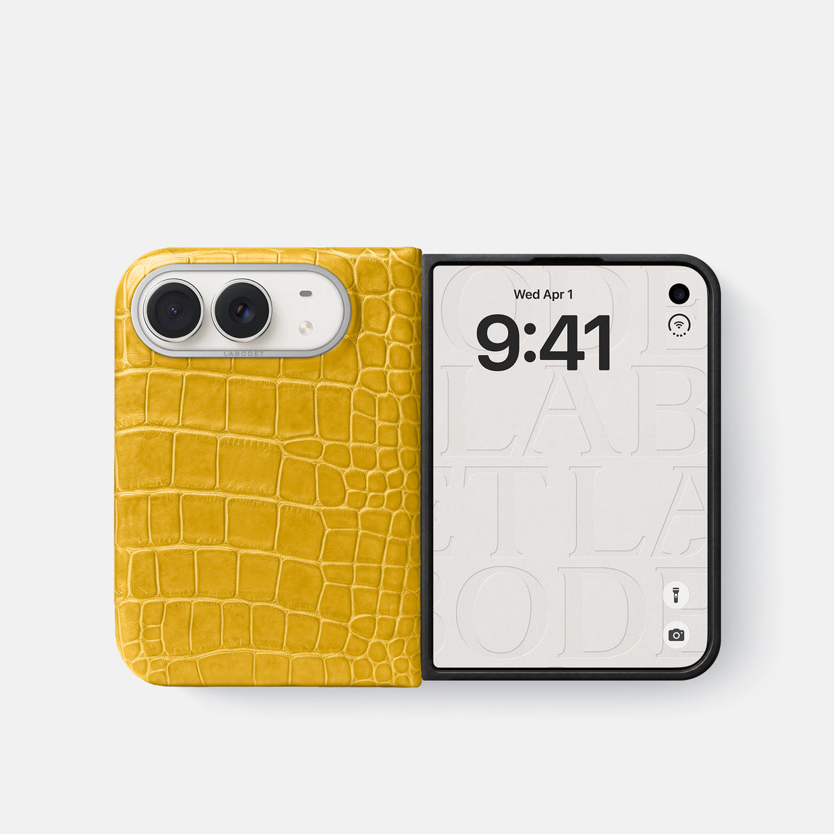 Classic Case For iPhone Duo In Alligator -2 | Yellow-Steel