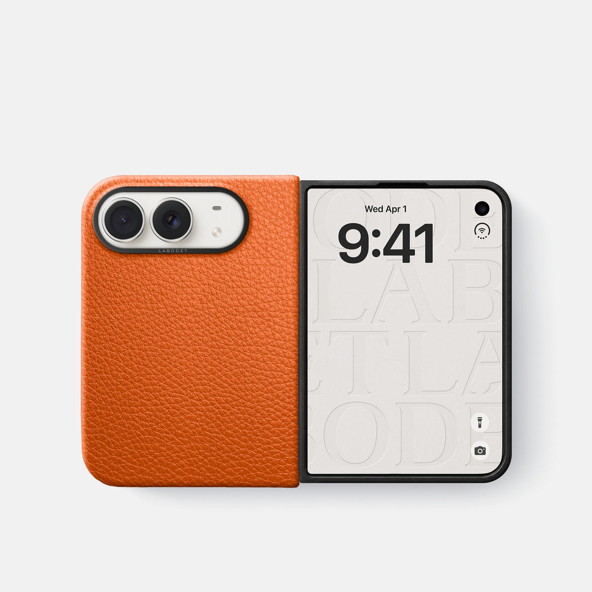 Classic Case For iPhone Duo In Calf -2 | Orange-Black