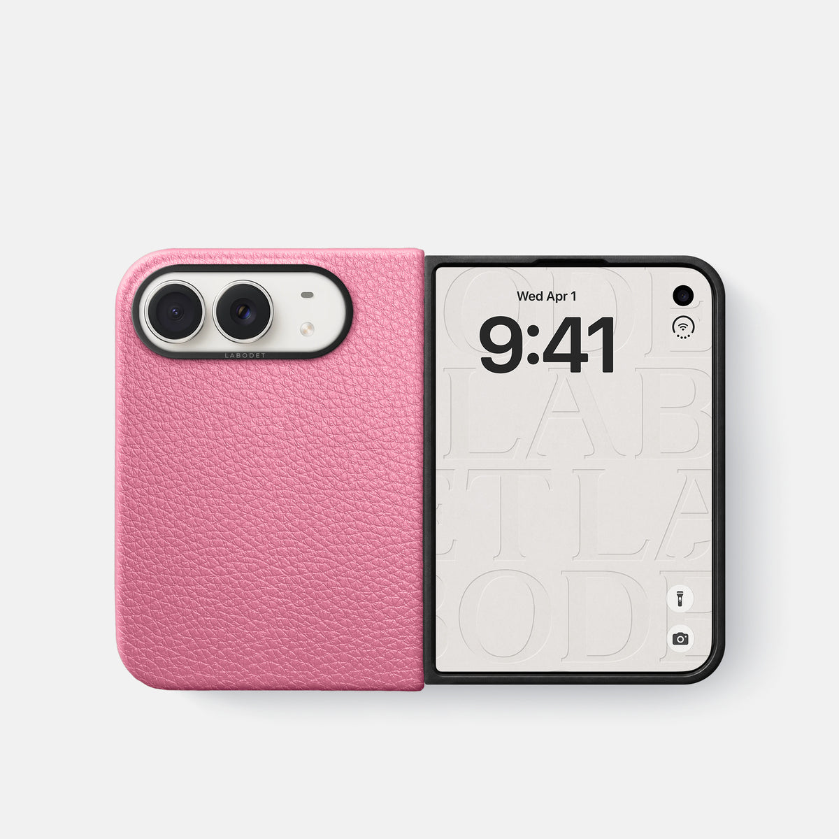 Classic Case For iPhone Duo In Calf -2 | Pink-Black