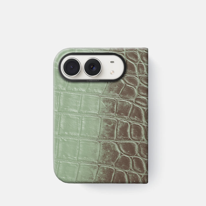 Classic Case For iPhone Duo In Himalayan Crocodile -1 | Pistachio-Black