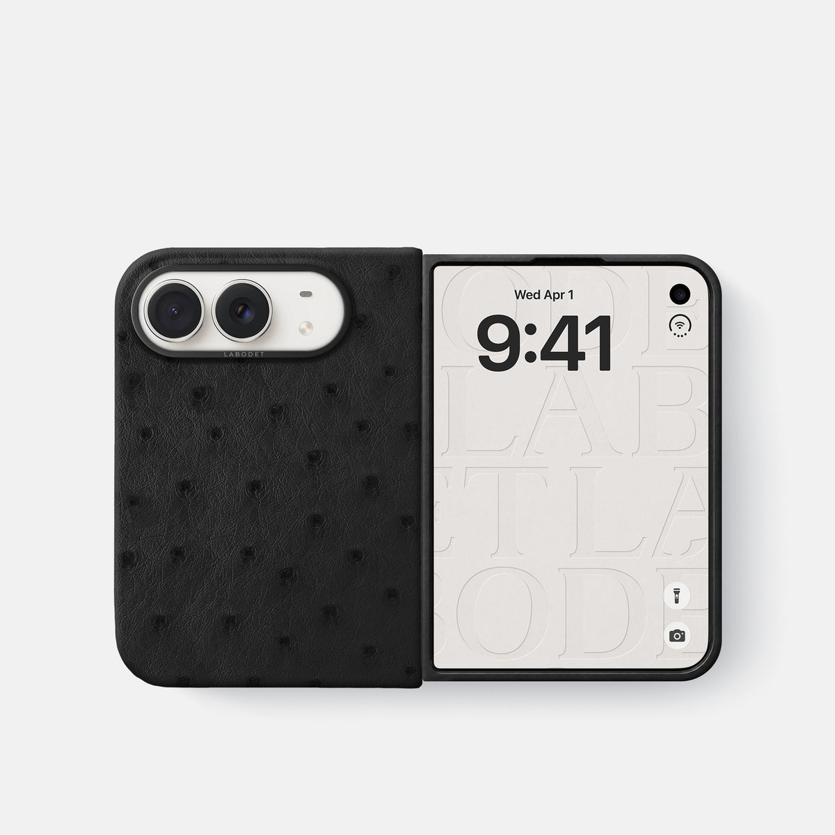 Classic Case For iPhone Duo In Ostrich -2 | Black-Black