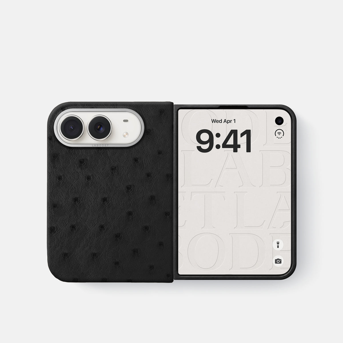 Classic Case For iPhone Duo In Ostrich -2 | Black-Steel