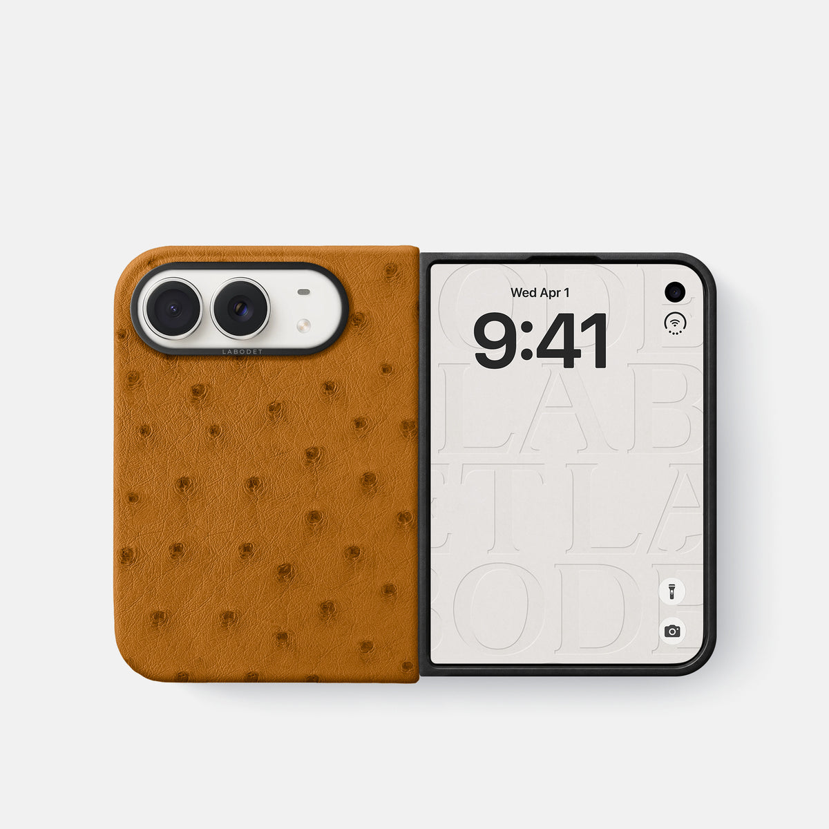 Classic Case For iPhone Duo In Ostrich -2 | Chestnut-Black