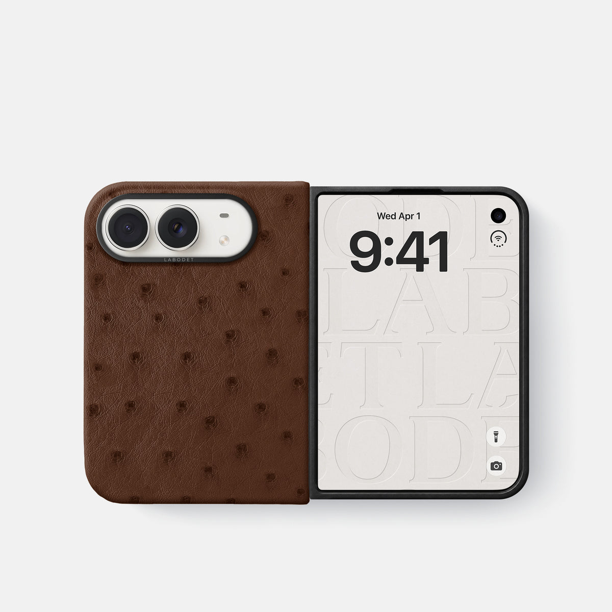 Classic Case For iPhone Duo In Ostrich -2 | Chocolate-Black