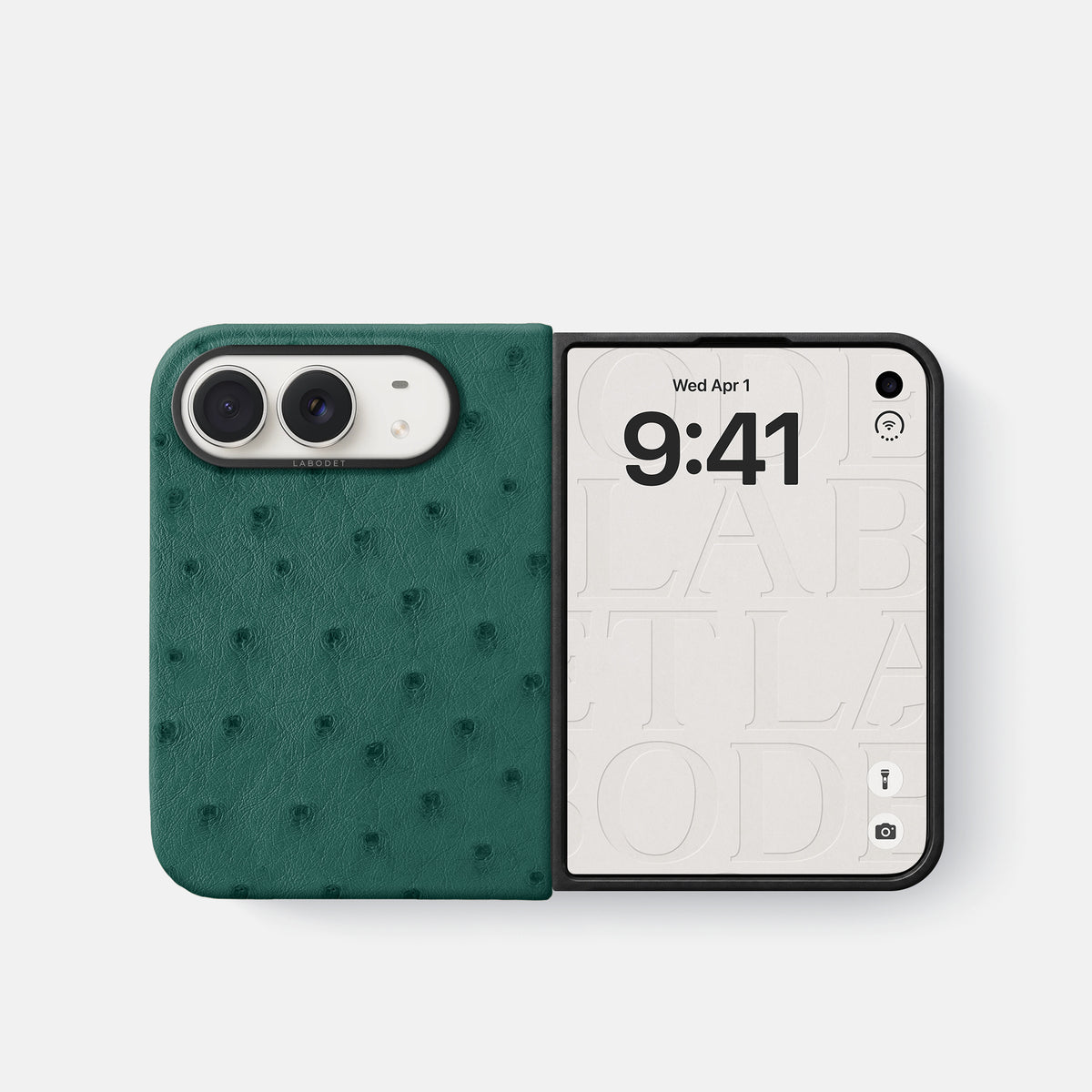 Classic Case For iPhone Duo In Ostrich -2 | Forest-Green-Black