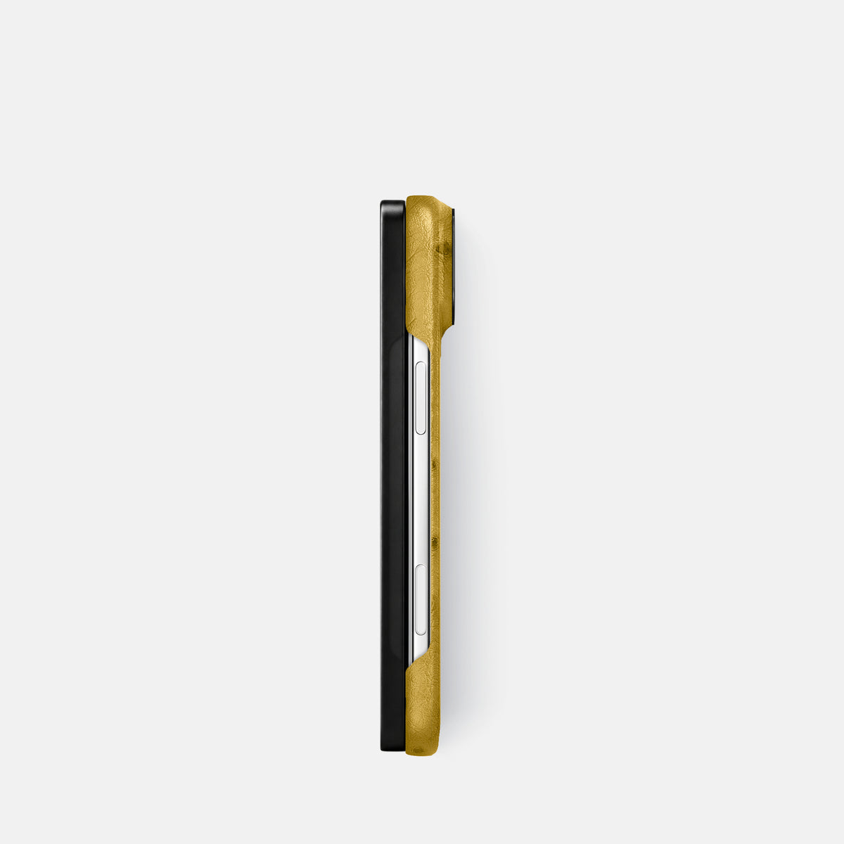 Classic Case For iPhone Duo In Ostrich -3 | Gold-Black