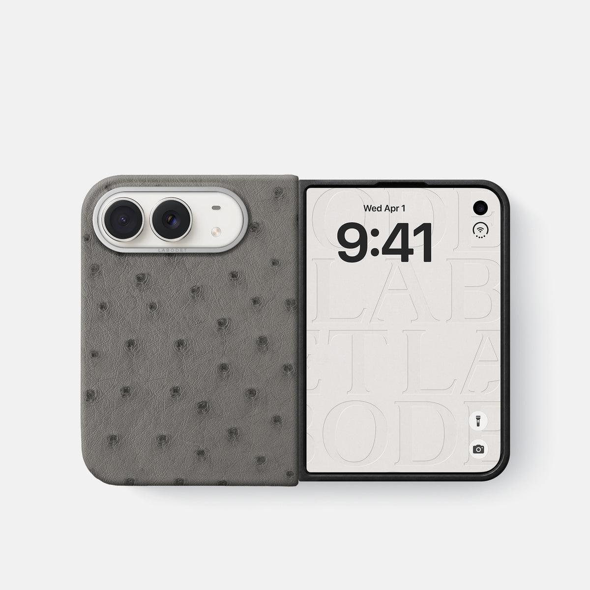 Classic Case For iPhone Duo In Ostrich -2 | Grey-Steel