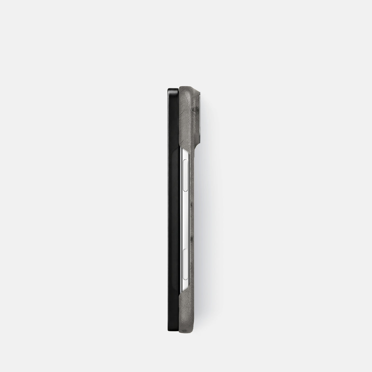 Classic Case For iPhone Duo In Ostrich -3 | Grey-Steel