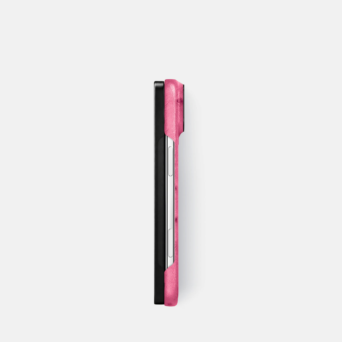 Classic Case For iPhone Duo In Ostrich -3 | Pink-Black