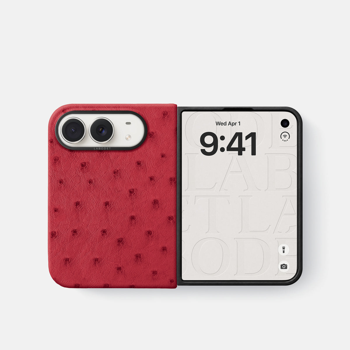 Classic Case For iPhone Duo In Ostrich -2 | Red-Black
