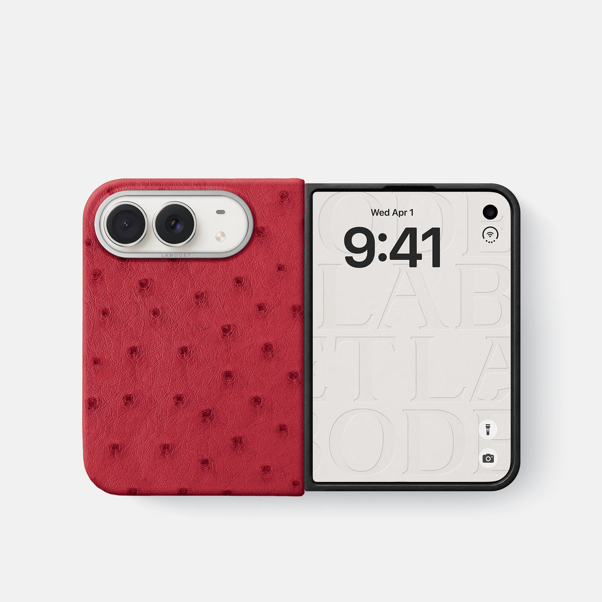 Classic Case For iPhone Duo In Ostrich -2 | Red-Steel