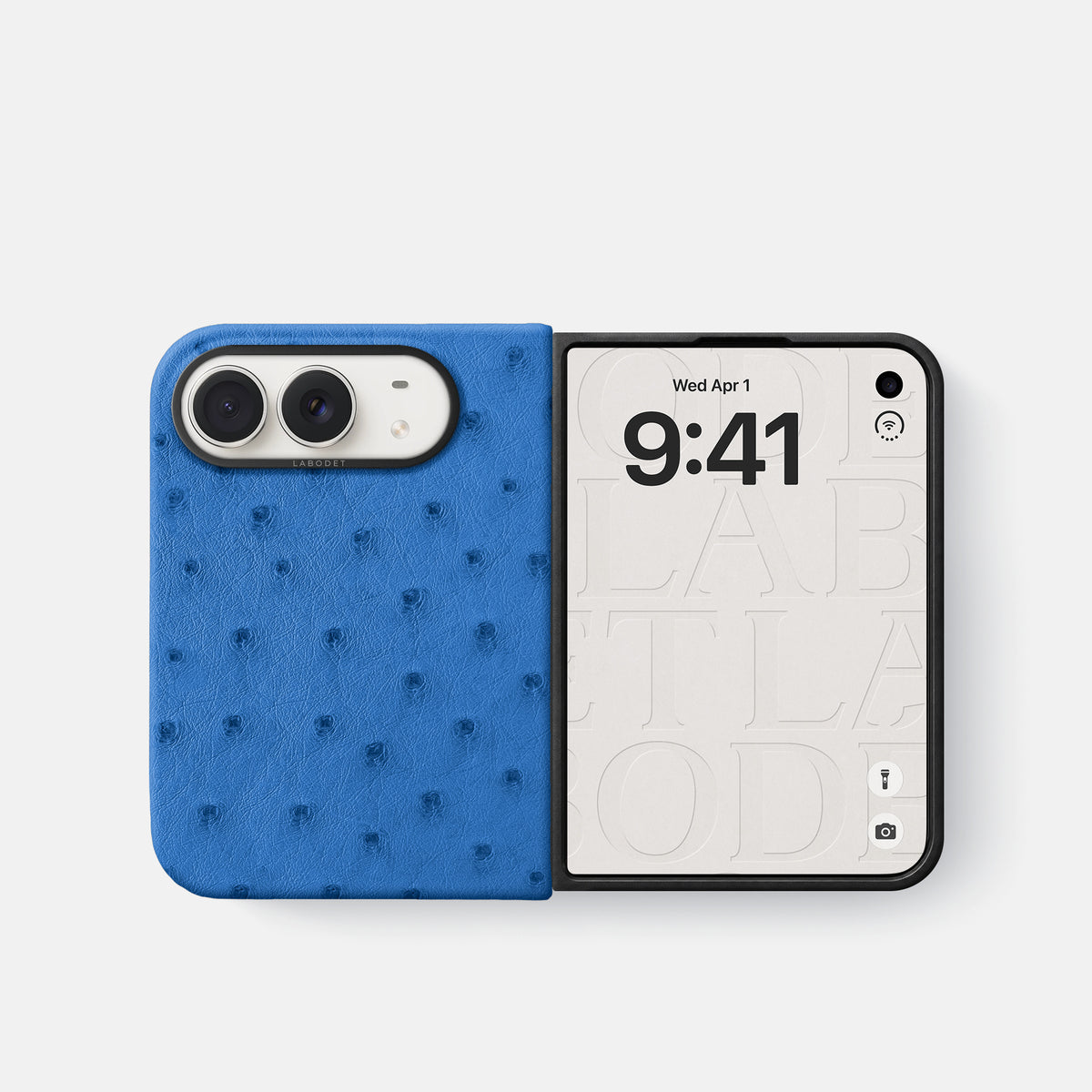 Classic Case For iPhone Duo In Ostrich -2 | Royal-Blue-Black
