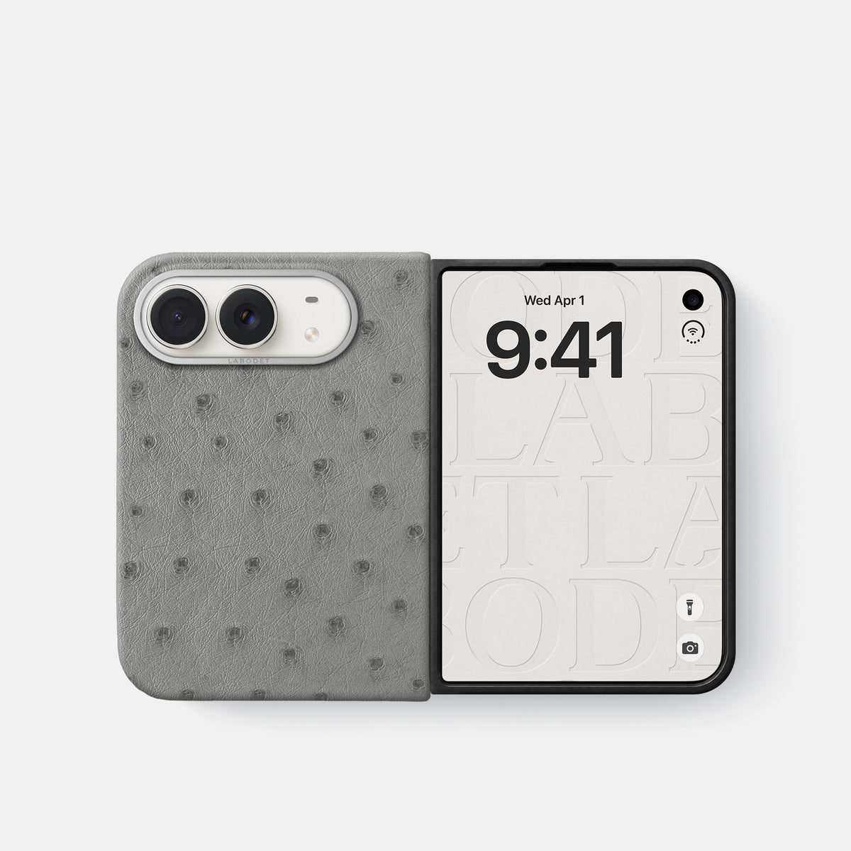 Classic Case For iPhone Duo In Ostrich -2 | Silver-Steel