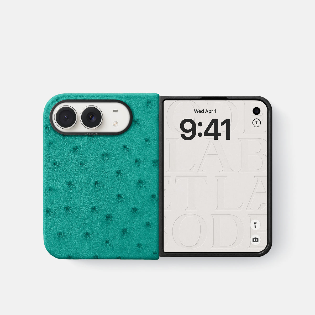 Classic Case For iPhone Duo In Ostrich -2 | Turquoise-Black