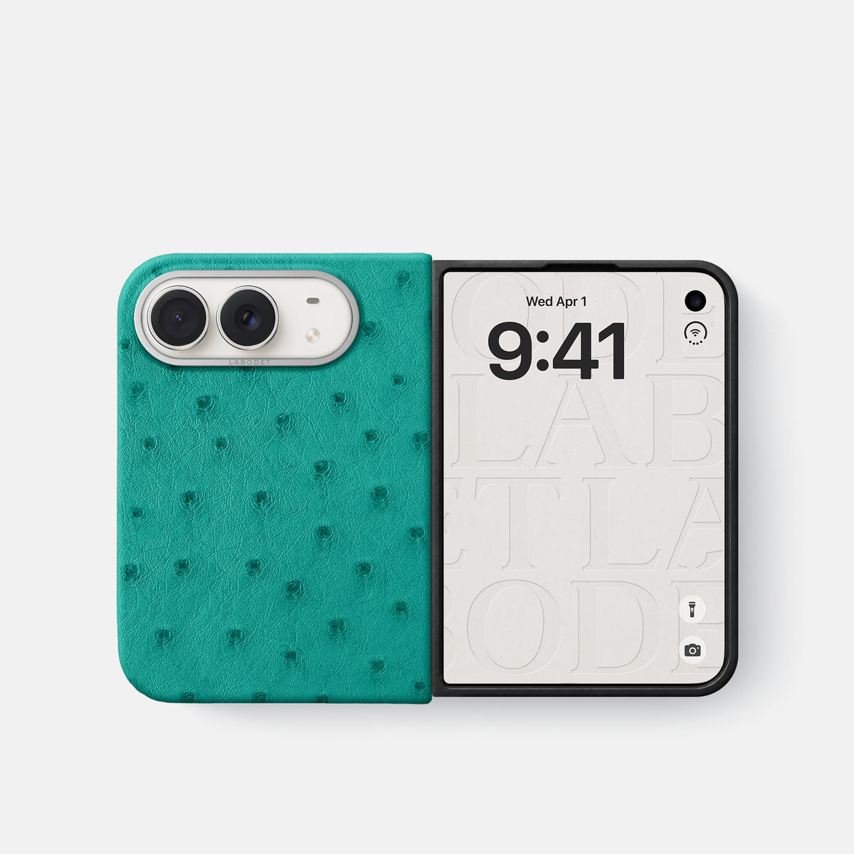 Classic Case For iPhone Duo In Ostrich -2 | Turquoise-Steel