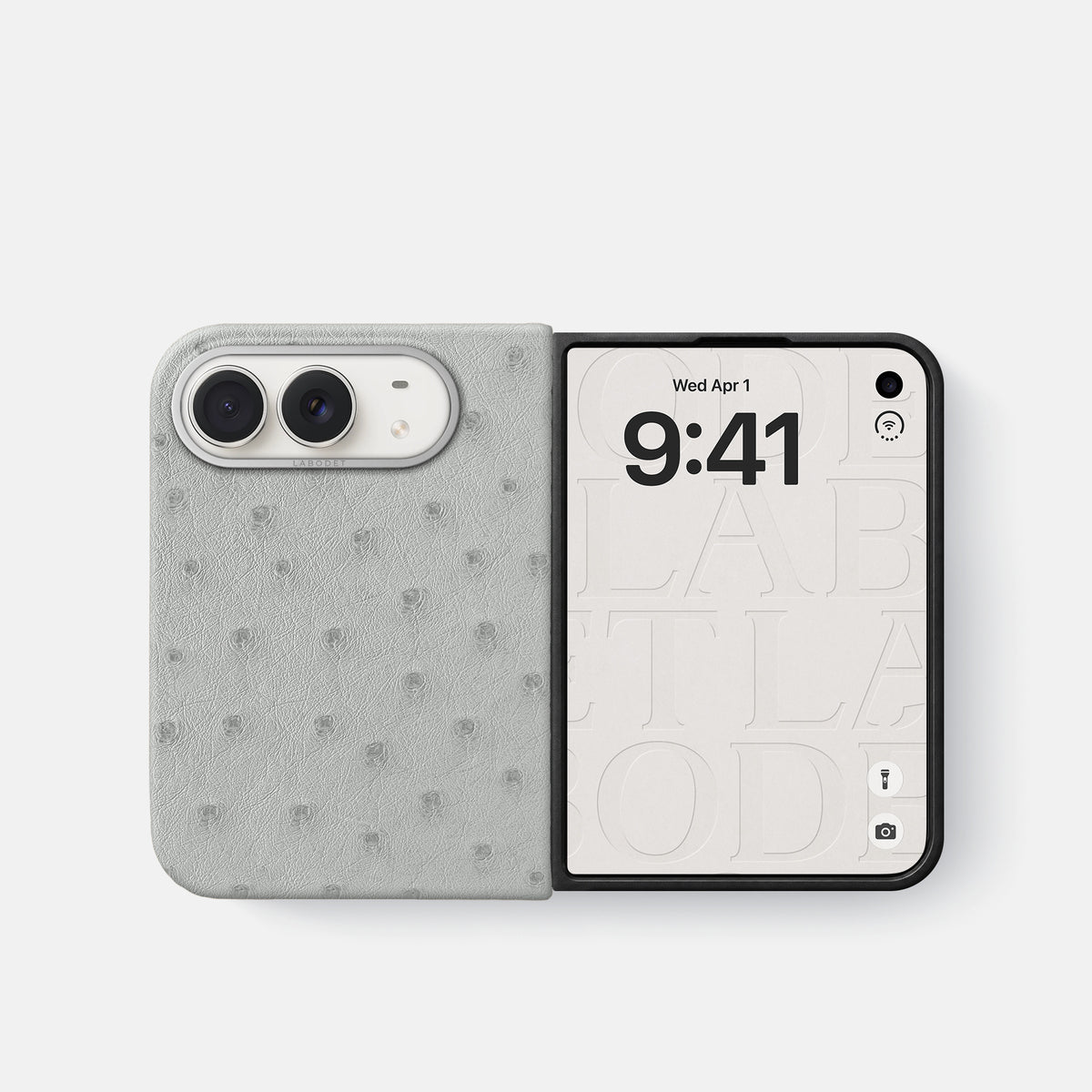 Classic Case For iPhone Duo In Ostrich -2 | White-Steel