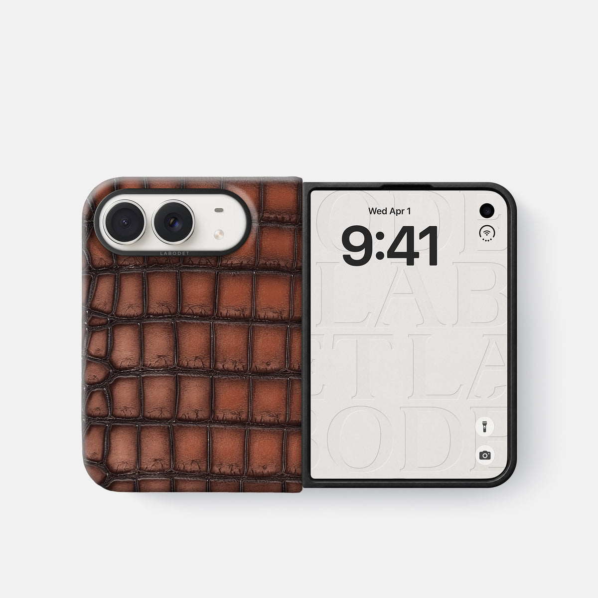 Classic Case For iPhone Duo In Patina Alligator -2 | Baobab-Black