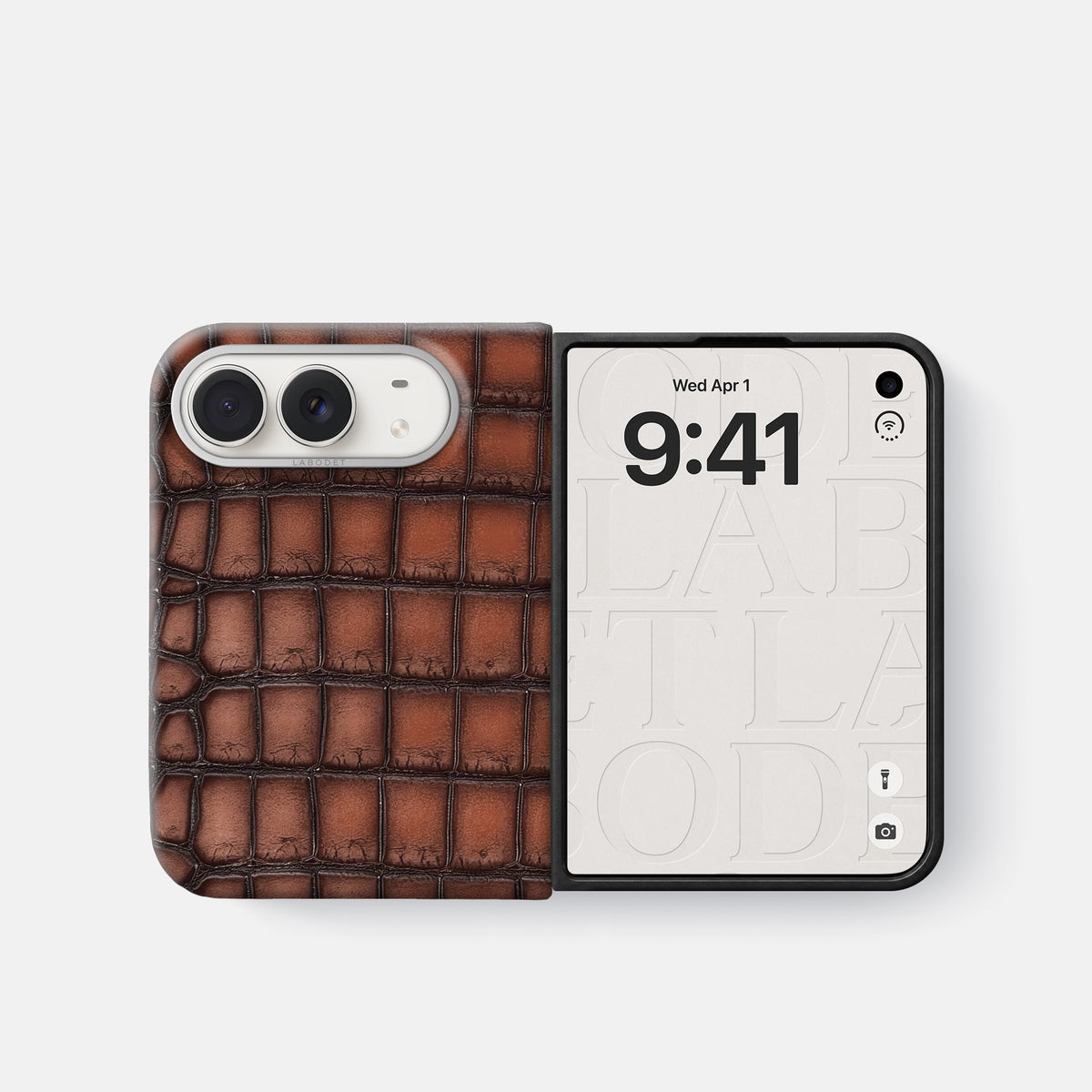Classic Case For iPhone Duo In Patina Alligator -2 | Baobab-Steel