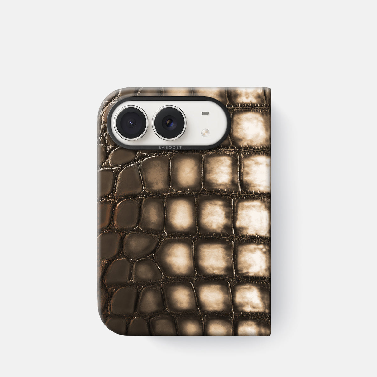 Classic Case For iPhone Duo In Patina Alligator -1 | Etoupe-Black