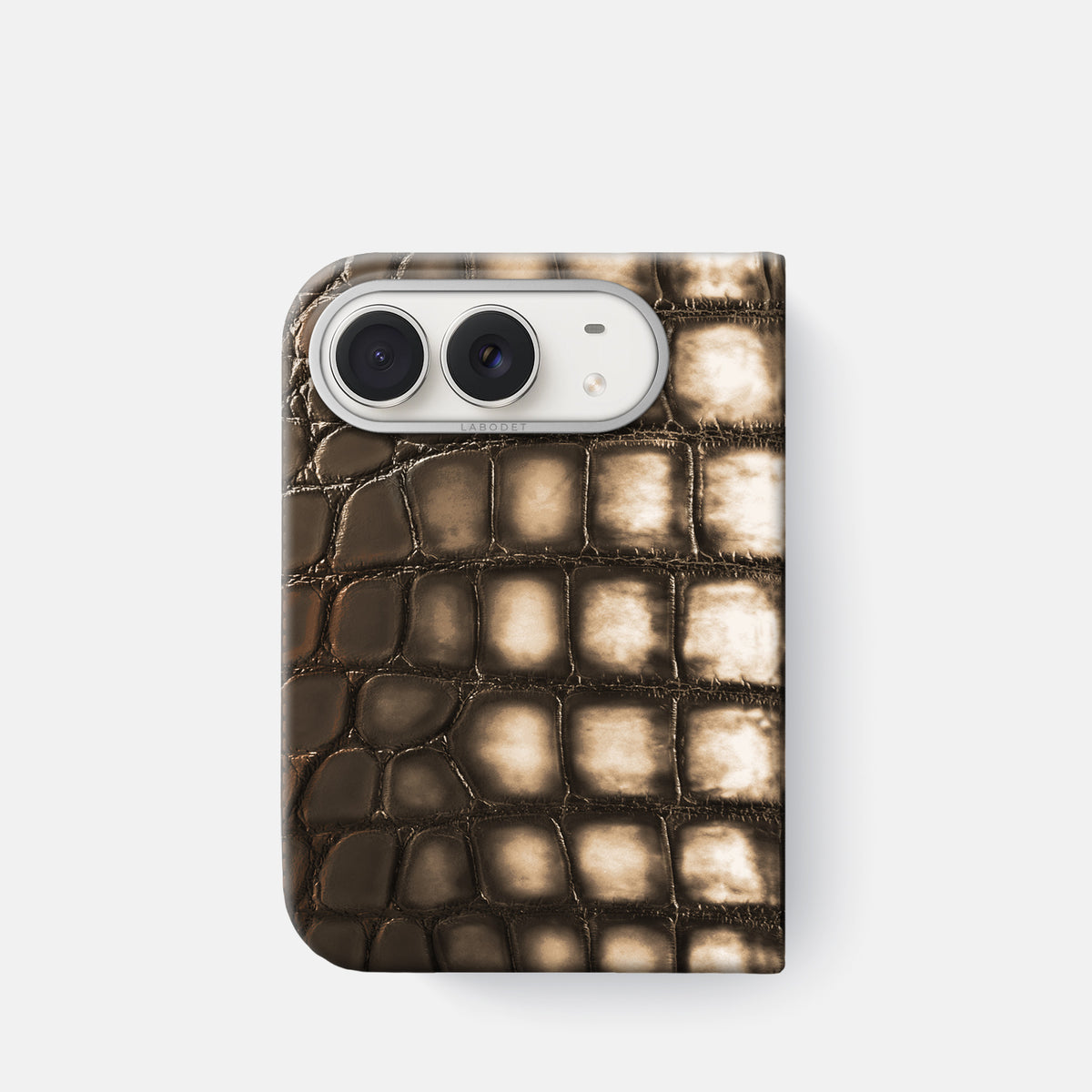 Classic Case For iPhone Duo In Patina Alligator -1 | Etoupe-Steel