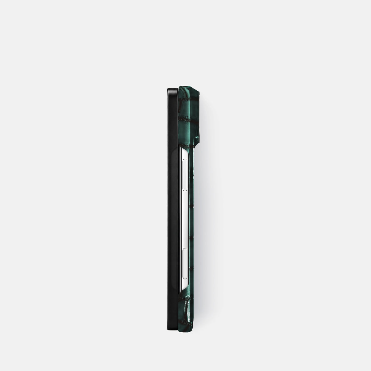 Classic Case For iPhone Duo In Patina Alligator -3 | Green-Steel