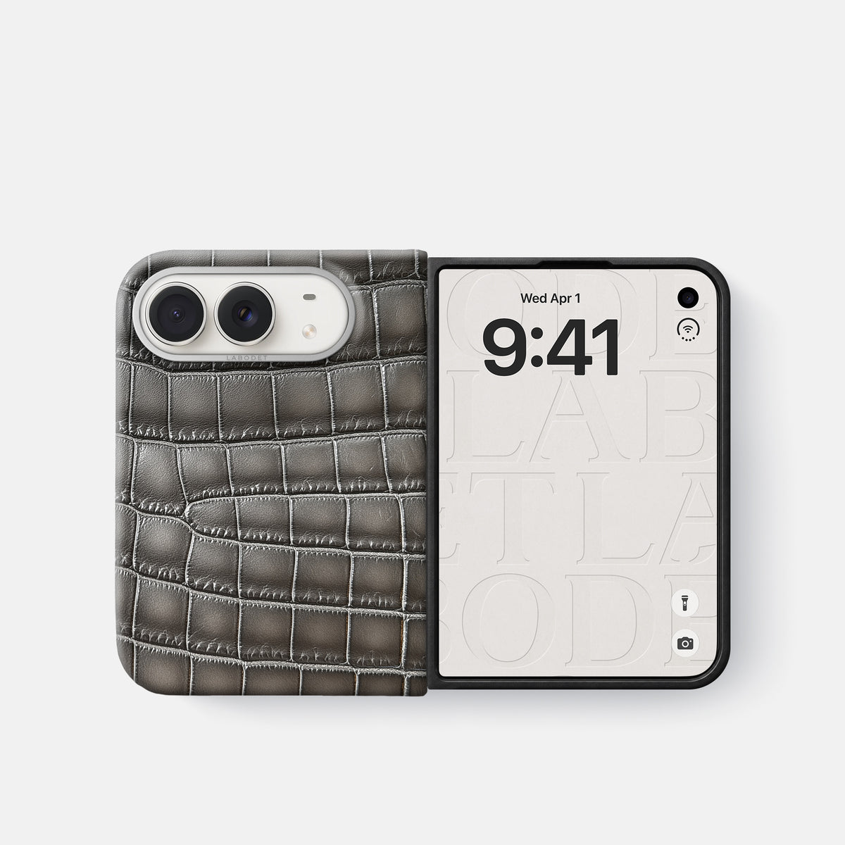 Classic Case For iPhone Duo In Patina Alligator -2 | Grey-Steel
