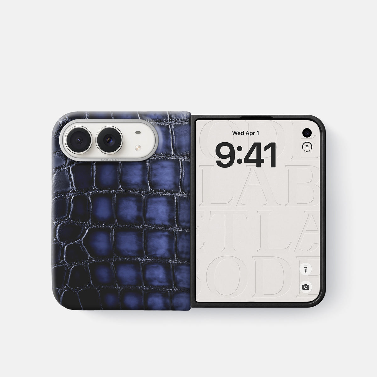 Classic Case For iPhone Duo In Patina Alligator -2 | Havana-Blue-Steel