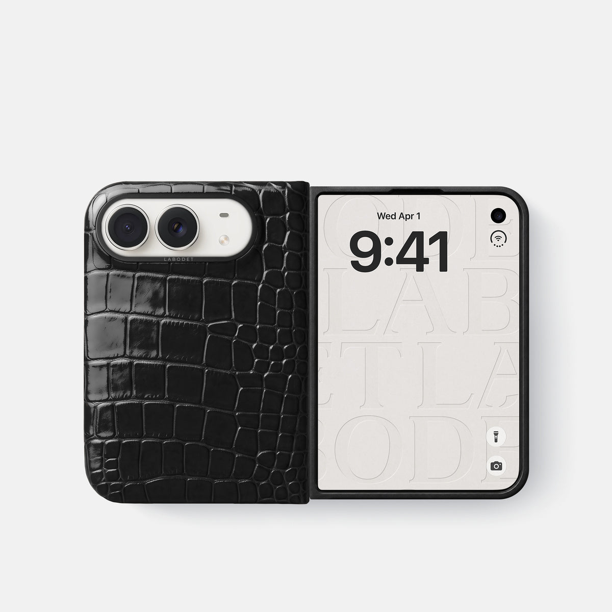Classic Case For iPhone Duo In Shiny Alligator -2 | Black-Black