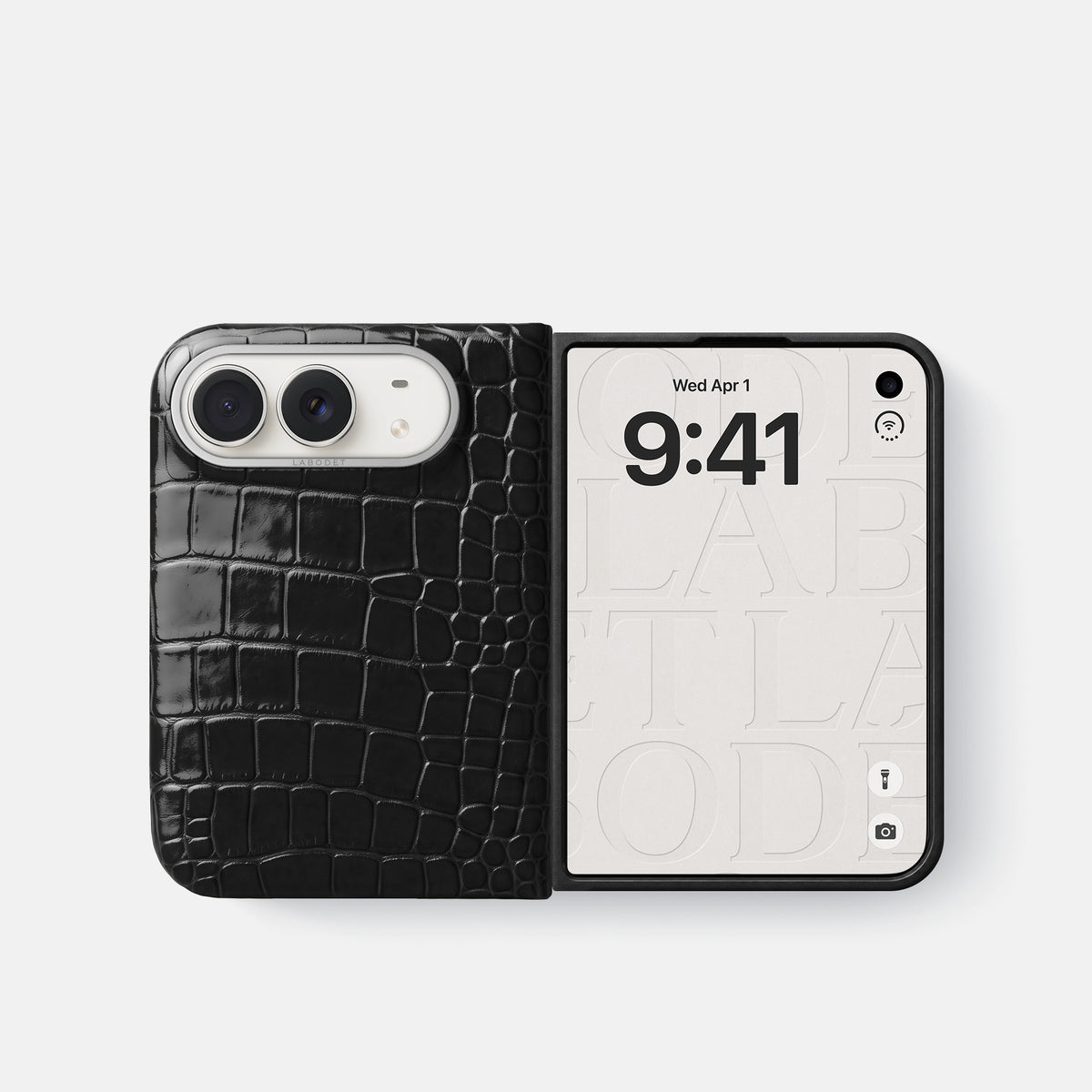 Classic Case For iPhone Duo In Shiny Alligator -2 | Black-Steel
