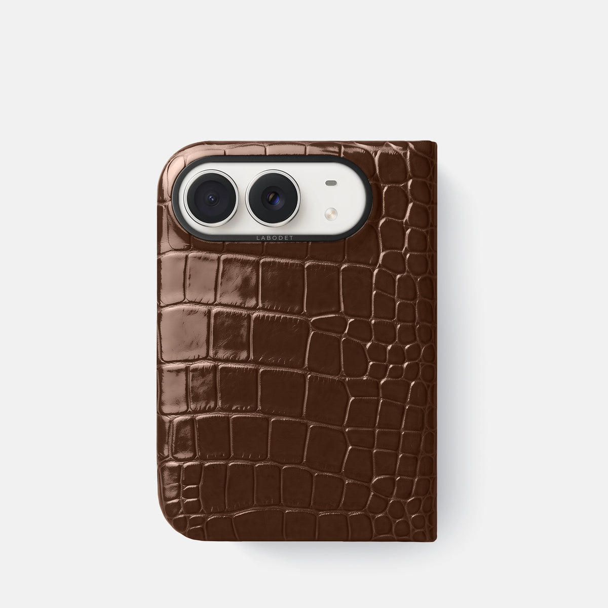 Classic Case For iPhone Duo In Shiny Alligator -1 | Brown-Black