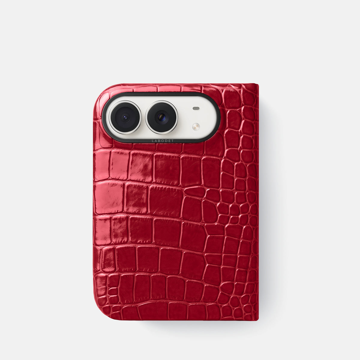 Classic Case For iPhone Duo In Shiny Alligator -1 | Cherry-Black