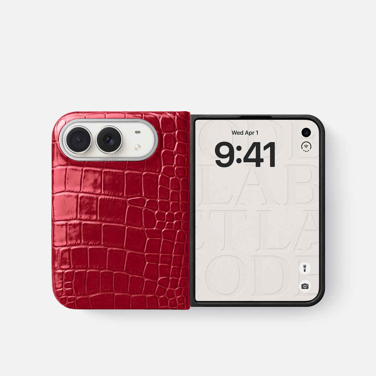 Classic Case For iPhone Duo In Shiny Alligator -2 | Cherry-Steel