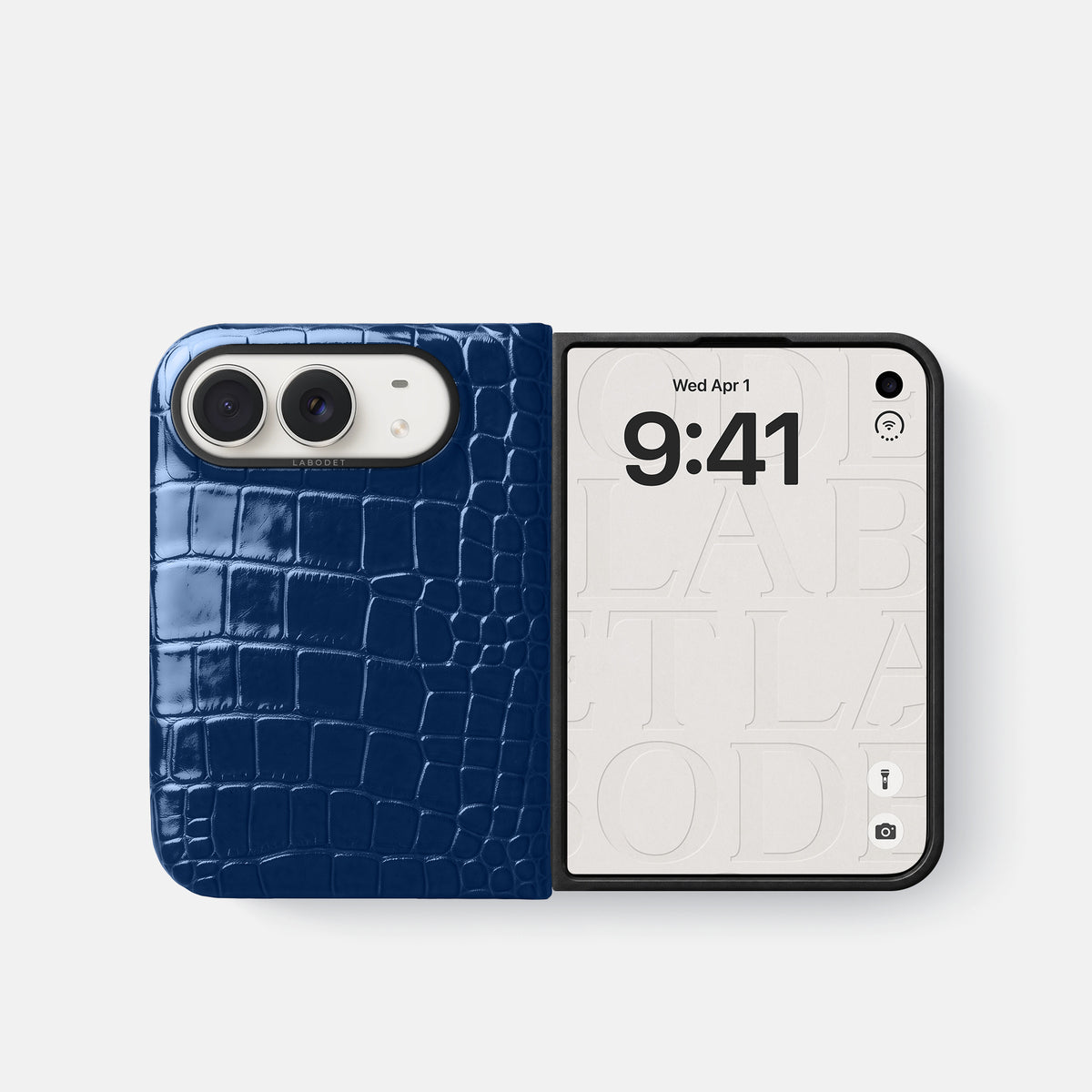 Classic Case For iPhone Duo In Shiny Alligator -2 | Mediterranean-Black