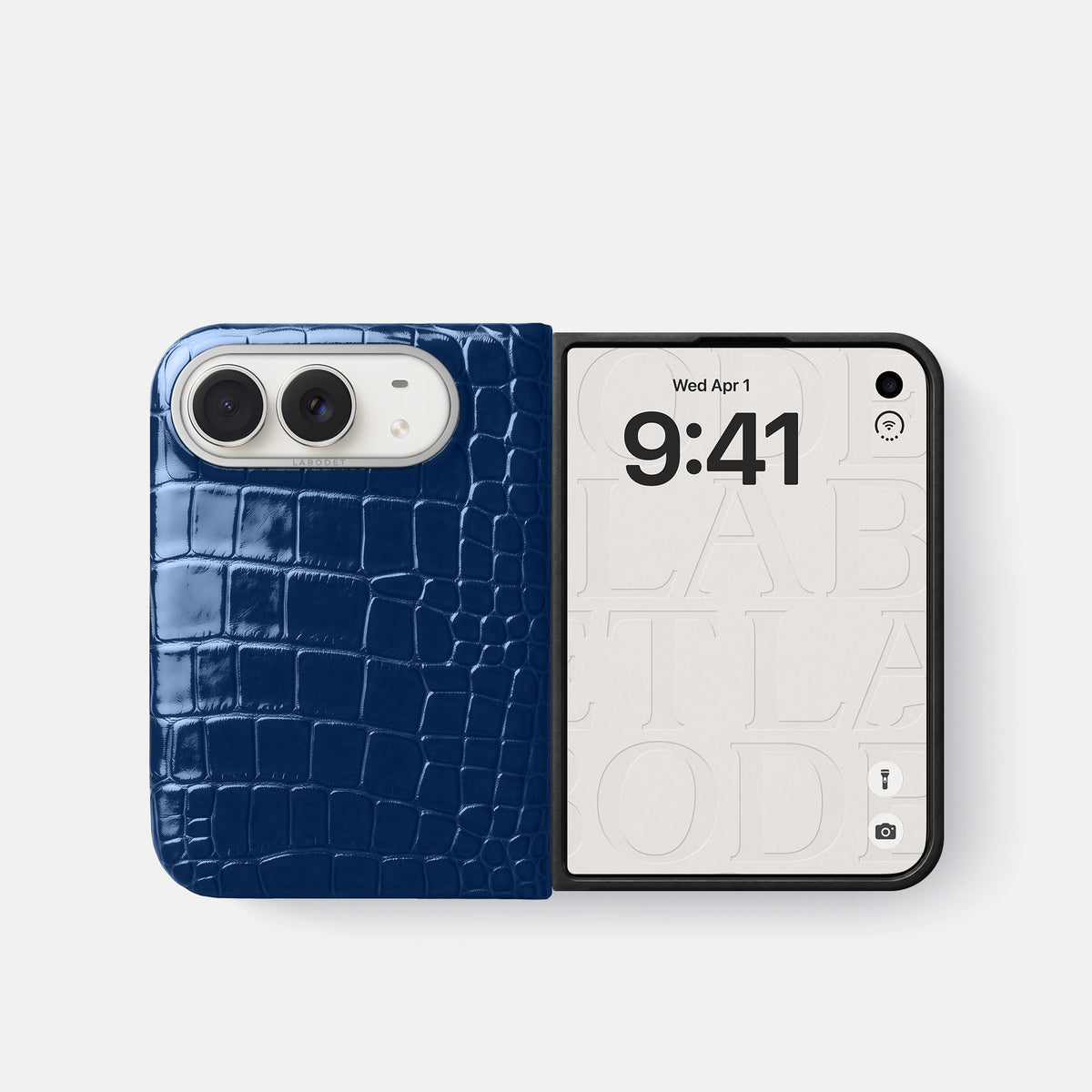 Classic Case For iPhone Duo In Shiny Alligator -2 | Mediterranean-Steel
