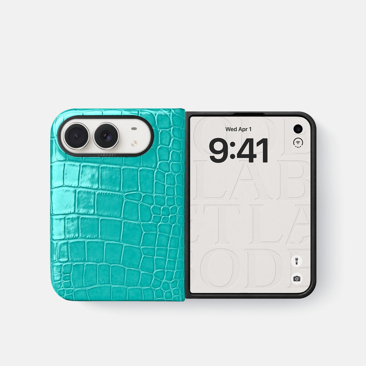 Classic Case For iPhone Duo In Shiny Alligator -2 | Mint-Black