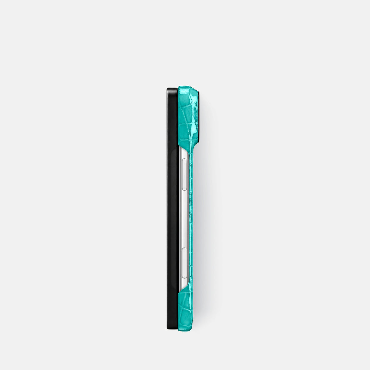 Classic Case For iPhone Duo In Shiny Alligator -3 | Mint-Black