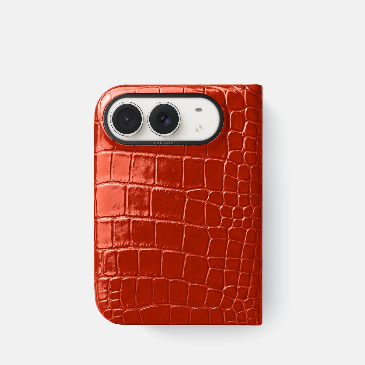 Classic Case For iPhone Duo In Shiny Alligator -1 | Orange-Black
