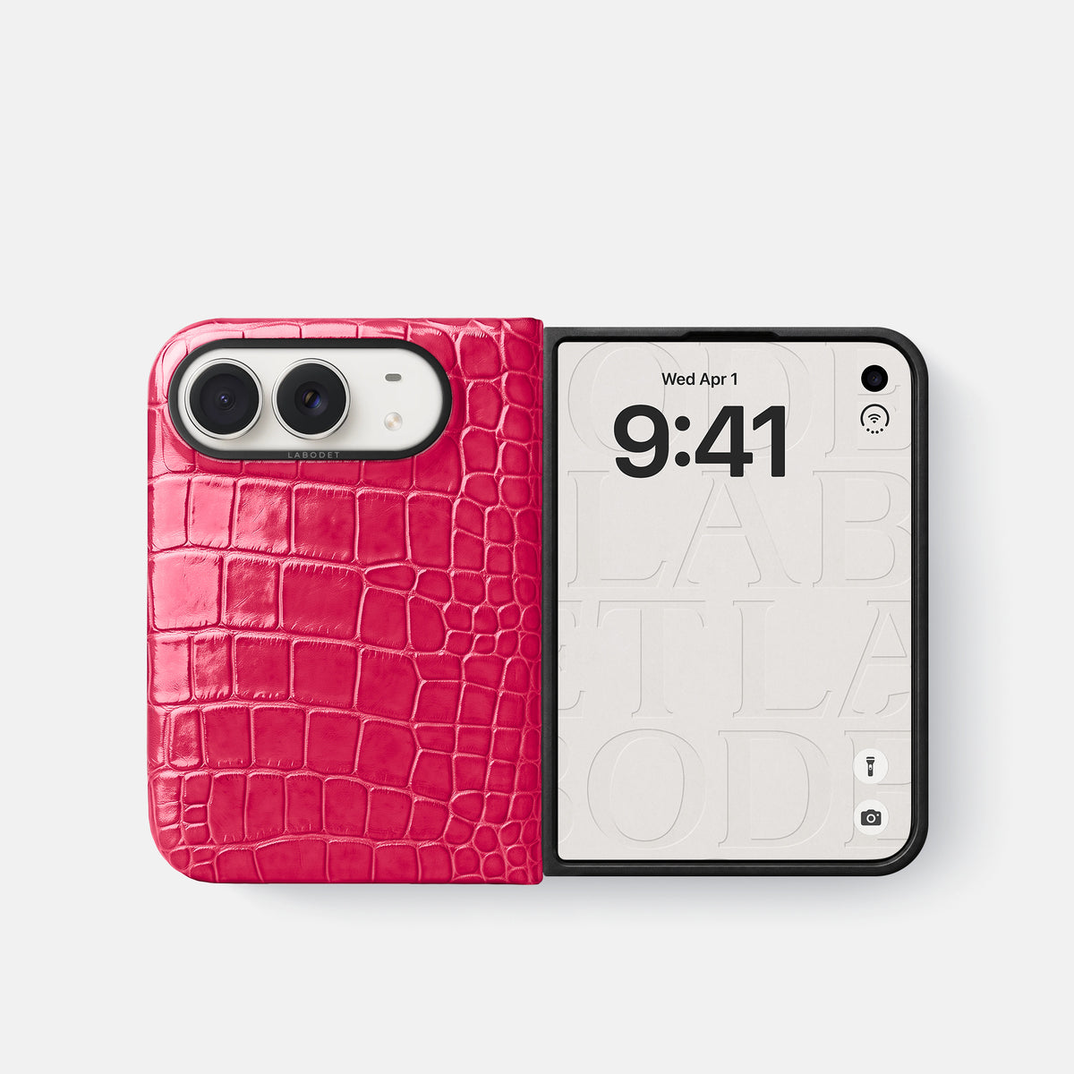Classic Case For iPhone Duo In Shiny Alligator -2 | Pink-Panther-Black