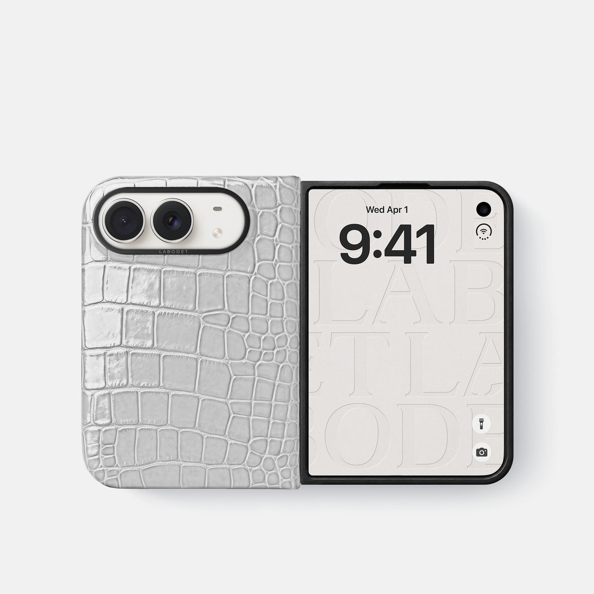 Classic Case For iPhone Duo In Shiny Alligator -2 | White-Black