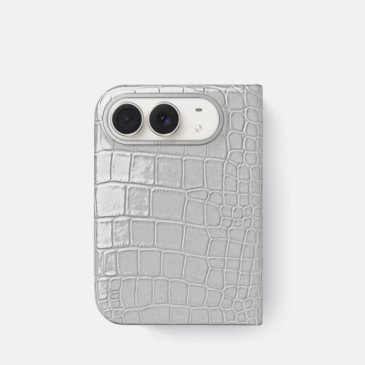 Classic Case For iPhone Duo In Shiny Alligator -1 | White-Steel