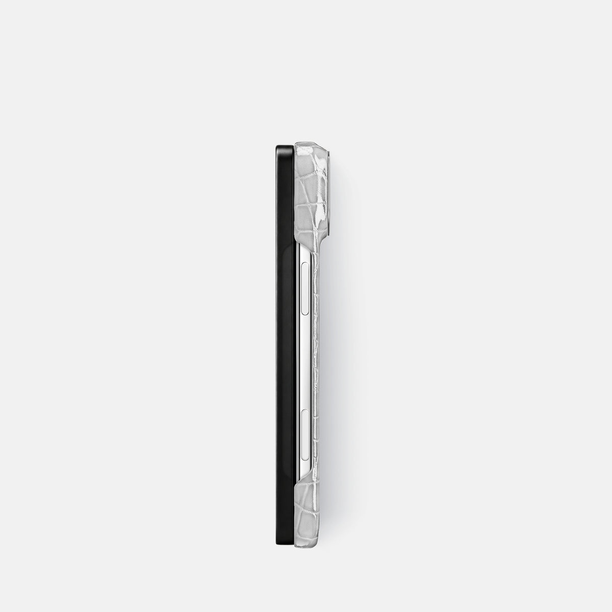 Classic Case For iPhone Duo In Shiny Alligator -3 | White-Steel