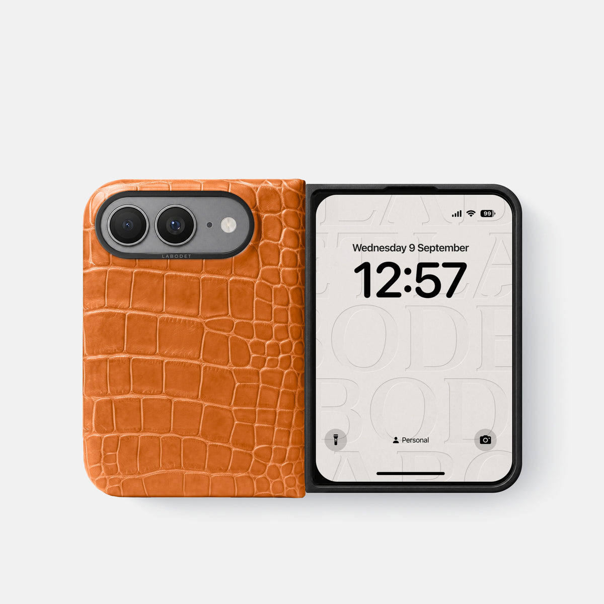 Classic Case For iPhone Ultra In Alligator -2 | Orange-Black