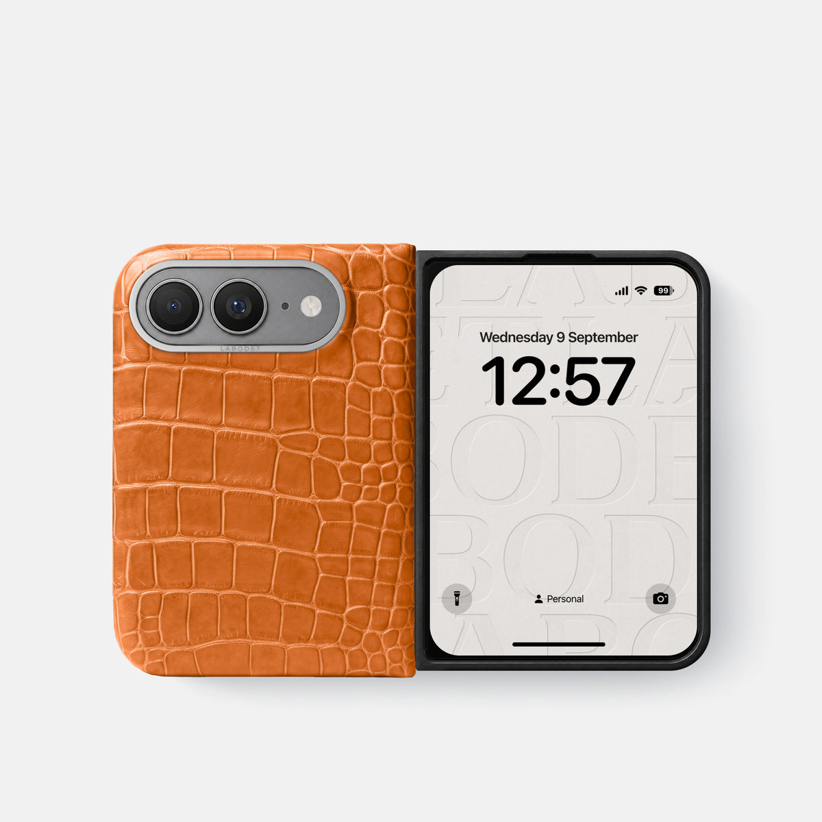 Classic Case For iPhone Ultra In Alligator -2 | Orange-Steel