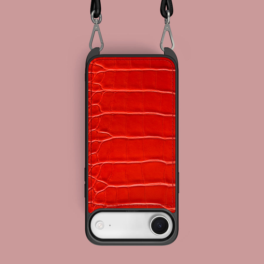 Crossbody Sport Case Deep Coral For iPhone 17 Air In Alligator