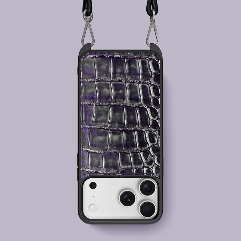 Grey-Petroleum iPhone 17 Pro Max Crossbody Sport Case 1/1 Alligator -1 | Grey-Petroleum