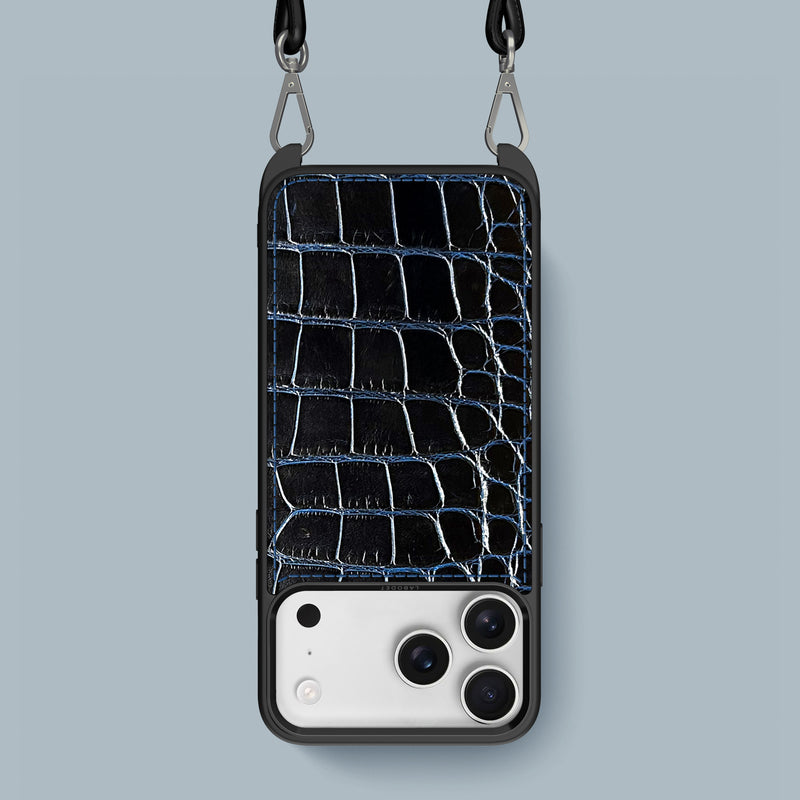 Obsidian-Blue iPhone 17 Pro Max Crossbody Sport Case 1/1 Alligator -1 | Obsidian-Blue